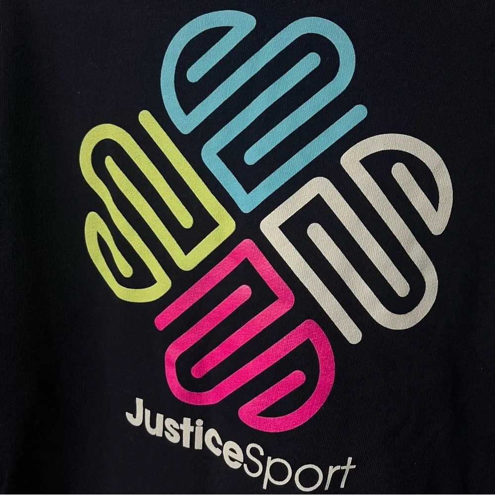 girls justice sport cropped hoodie‎ navy blue neon size 12